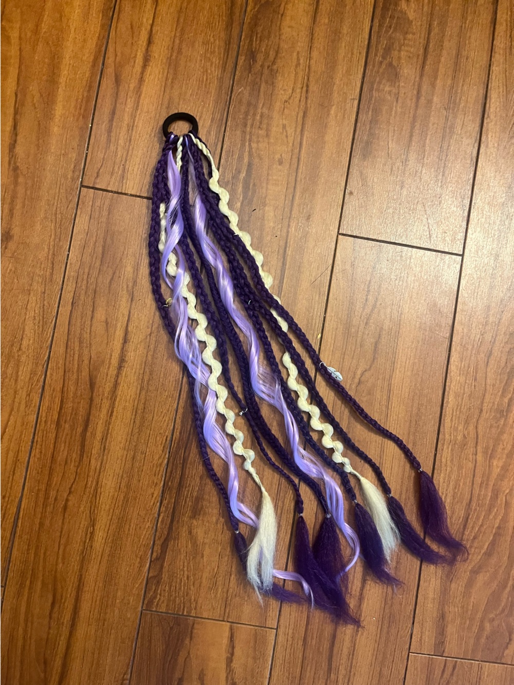 Purple and Blonde Braided Hair Extension Ponytail